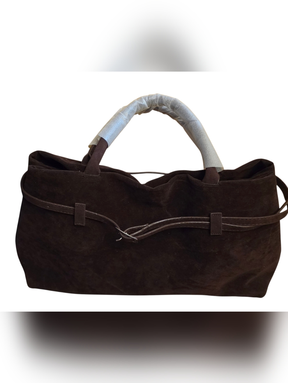Women's Dark Brown Suede Tote Bag